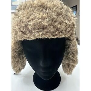 GAP Trapper Hat L/XL 63cm True Navy Faux Fur Lined Aviator Winter Ear Flap  3846